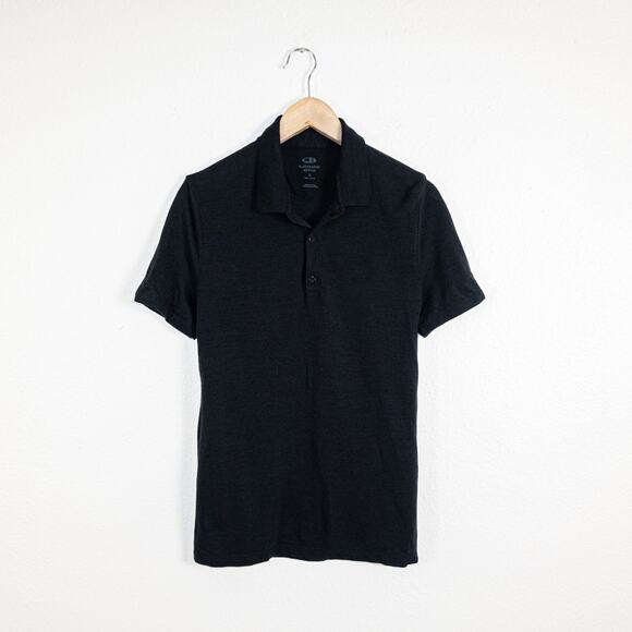 Icebreaker Men's Small Merino Wool Polo Shirt in Black Short Sleeve - Picture 1 of 6